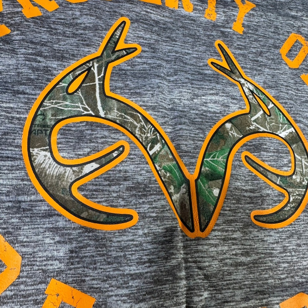 Realtree Mens Performance T Shirt Gray Heathered Logo Short Sleeve Size Medium - Picture 10 of 11